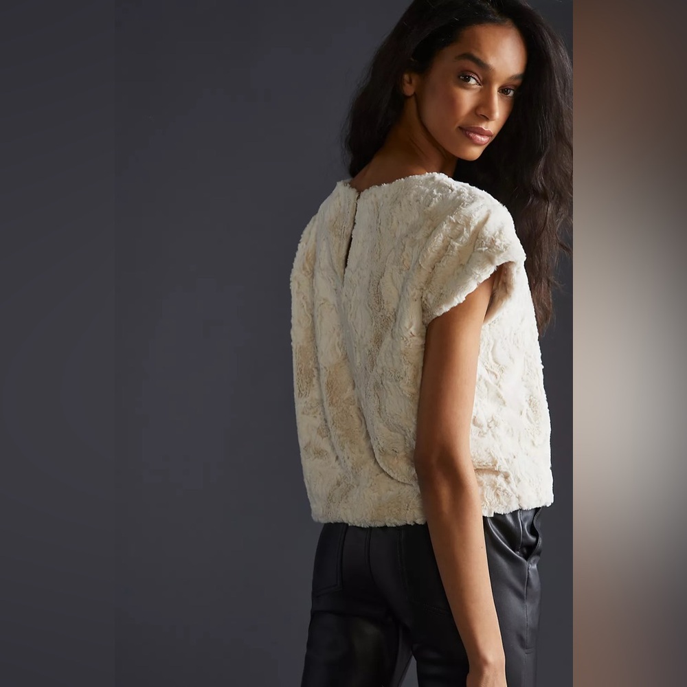 Anthropologie Maeve Faux Fur Tee - Picture 3 of 3